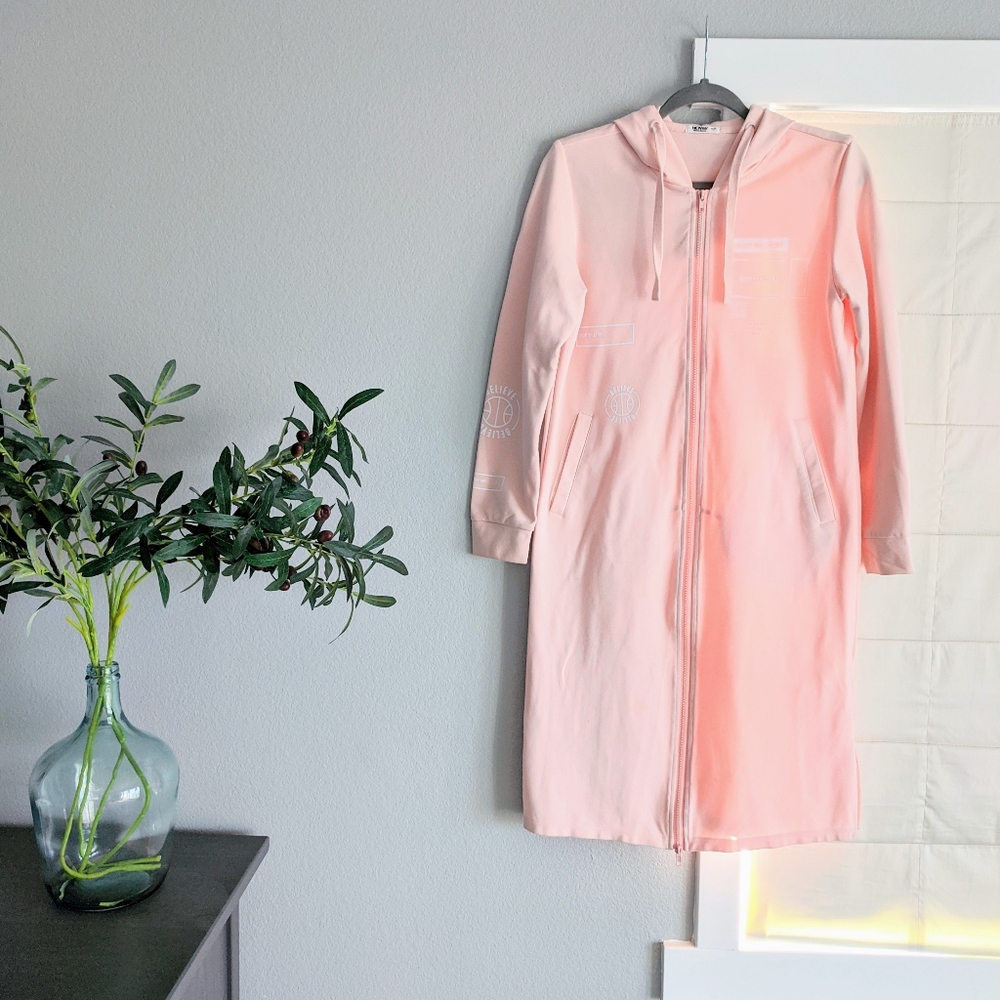 ⭐Light Pink Long Sleeve Hooded Dress Large⭐